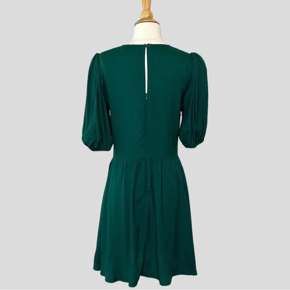 REFORMATION Dulce Mini Puff Sleeve Dress in Emerald, 8 - Picture 8 of 16